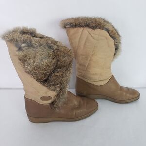 Diadora Made in Italy leather fur boots size 38